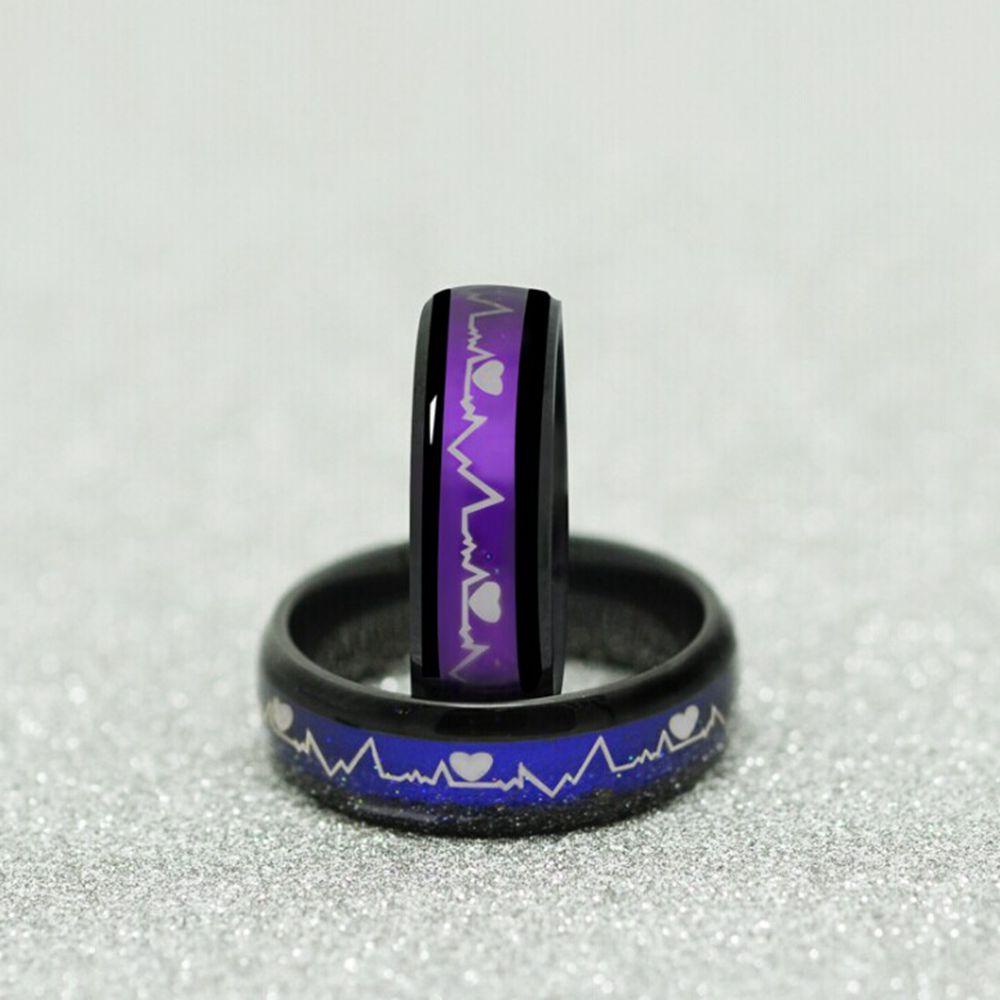 Lily Mood Ring Perhiasan Pernikahan Baja Titanium Perasaan Emosi