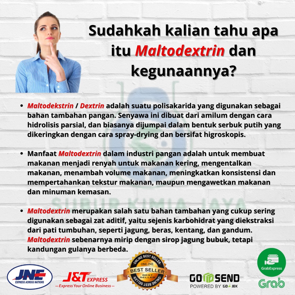 

LAKU Maltodextrin / Dextrin Ex Lihua DE 10-12 Food Grade / Filler Makanan Netral 1 Kg