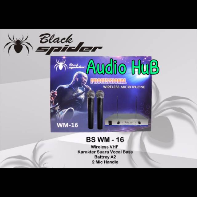 MIC WIRELESS BLACK SPIDER BS WM 16 MICROPHONE BLACKSPIDER WM16 HANDLE