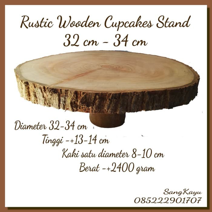 1 Tier Woooden Cupcakes stand 32-34 cm serving board display kue