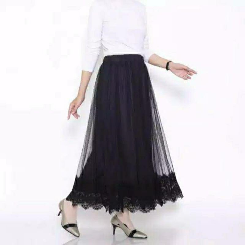 Rok Tutu Renda Bawah / Rok Tutu Brukat Maxi Skirt/ Rok Tutu Motif Import