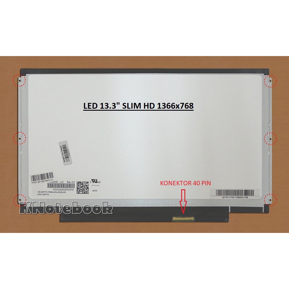 Layar LCD LED 13.3 Inch Slim 40 Pin Dell Inspiron 13z 5323 N301z N311z