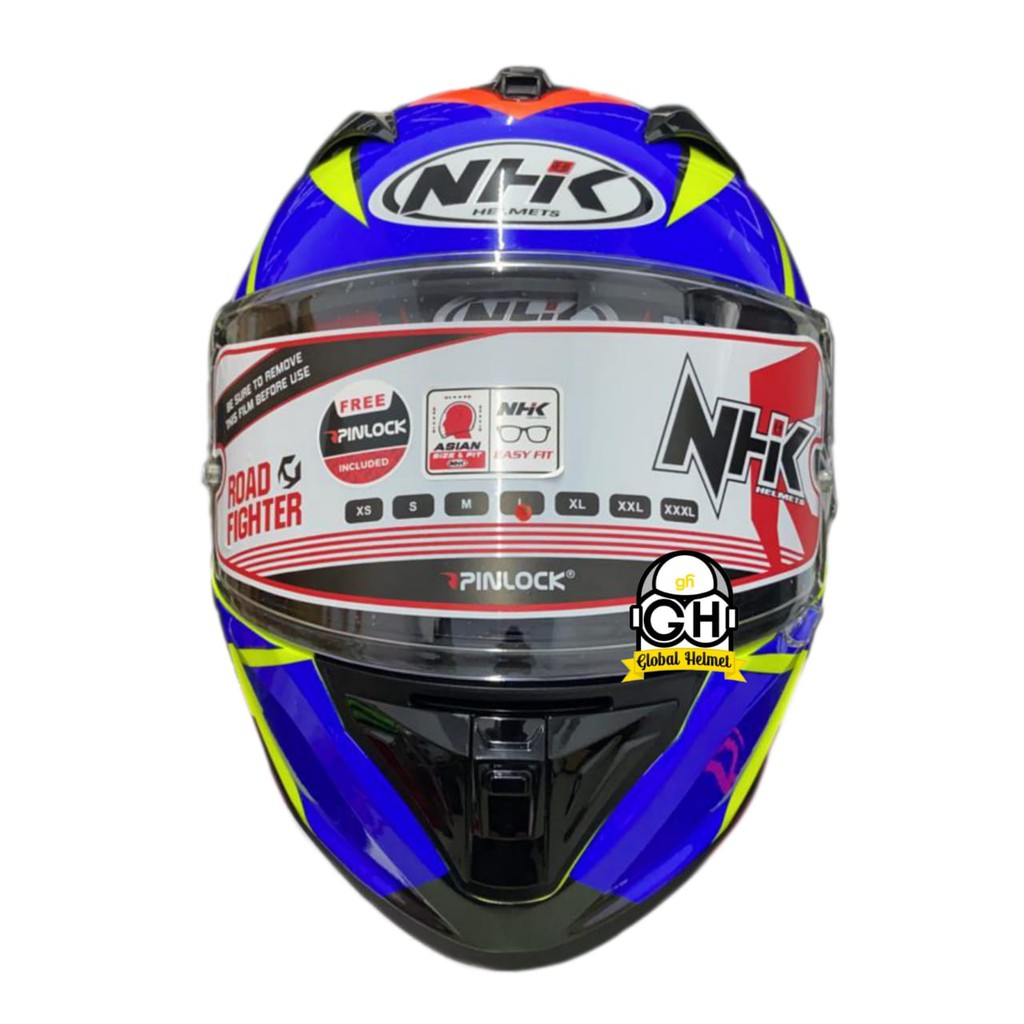 HELM NHK FULL FACE NHK GP PRIME MOTIF HYDRA YELLOW FLO BLUE