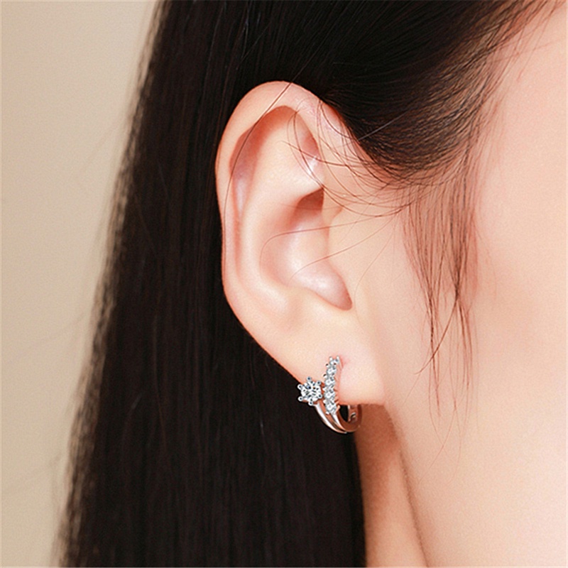 Anting Tusuk Sterling Silver 925 Dengan Batu Zircon Inlaid Untuk Wanita