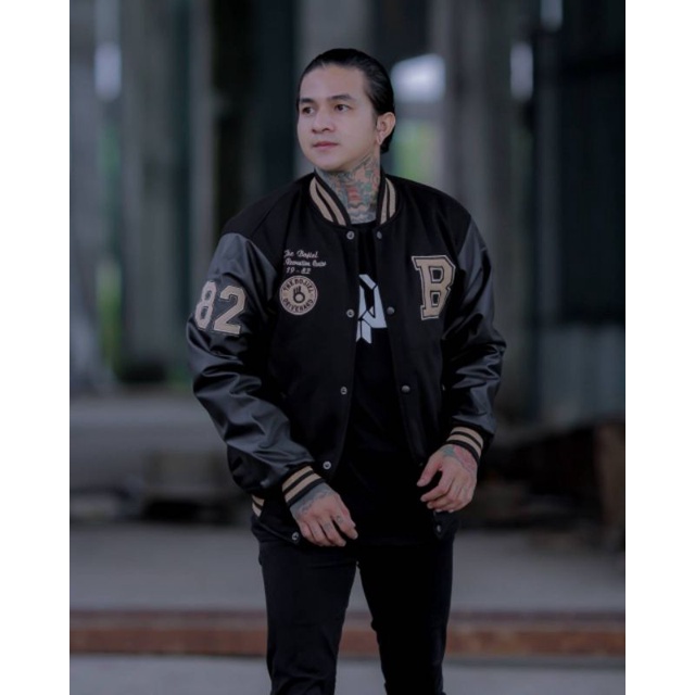 Jaket Pria Baseball Fleece Kombi Carlit Kulit - Jaket Motor - Jaket Kulit - Jaket Cowok