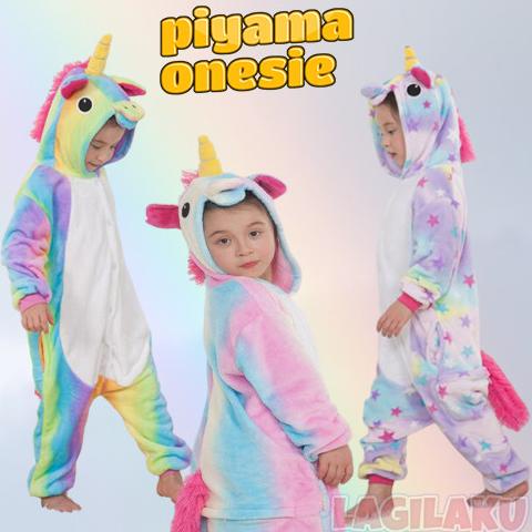 Baju Tidur Anak Piyama Onesie Cosplay Kostum Unicorn Kuda Poni Olaf