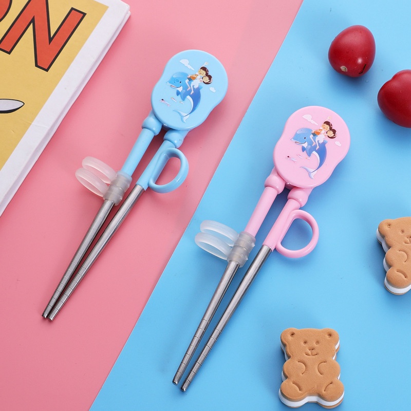 Sumpit Pelatihan Makan Baru Kartun Lucu Praktek Sumpit Penggunaan Yang Benar Anak-anak Belajar Sumpit / Sumpit Belajar Anak-anak Karakter / Kids Learning Chopsticks Character Cartoon Kartun Doraemon Stainless Steel