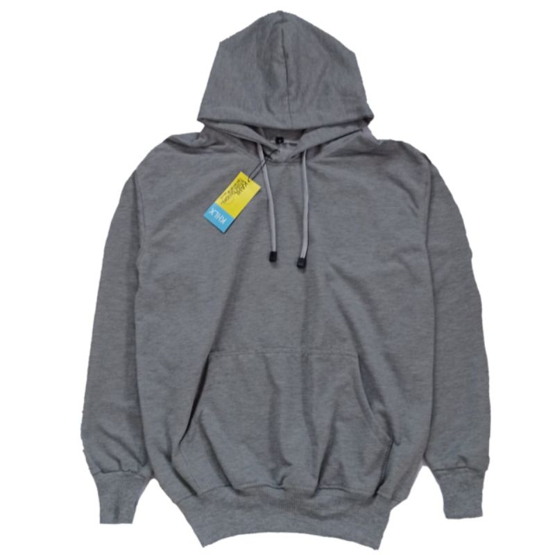 (BISA COD) Jaket jumper hoodie polos pria wanita-Abu muda