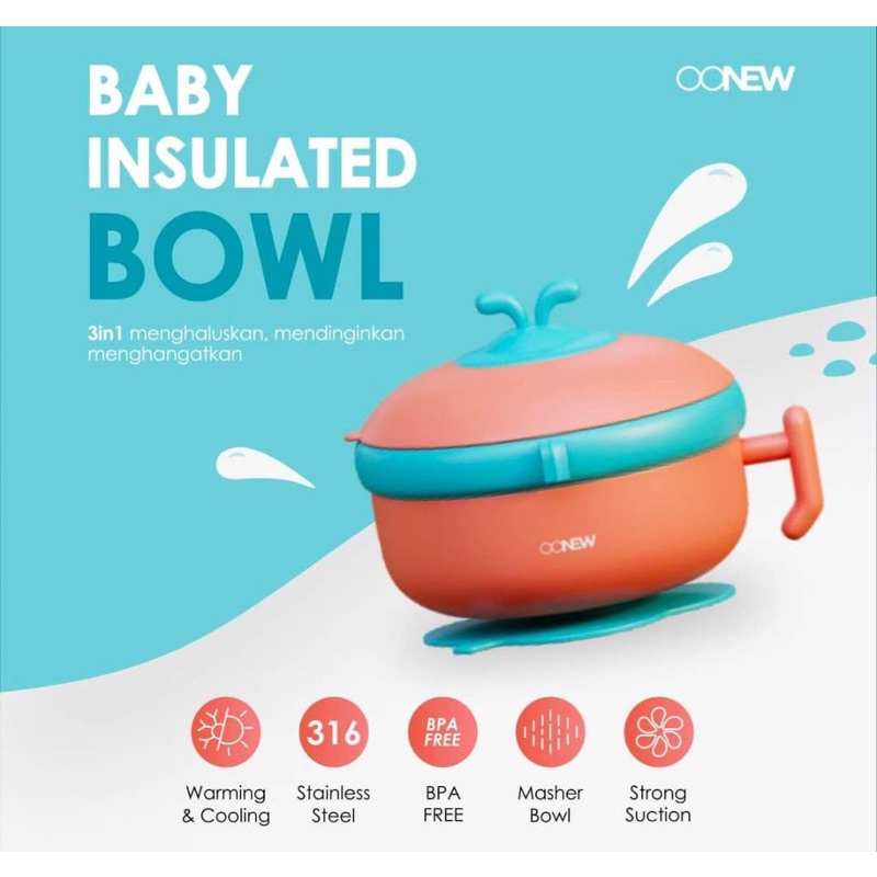 OONEW Baby Insulated Bowl/Peralatan makan Bayi