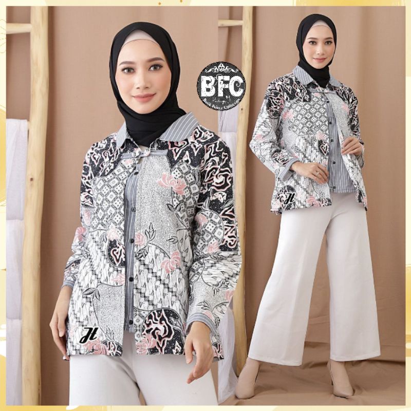 tey-17 Batik wanita ASJ SA HRB026 Kenongo Kemeja Tosca Pendek-BOLERO SENO WAJIK