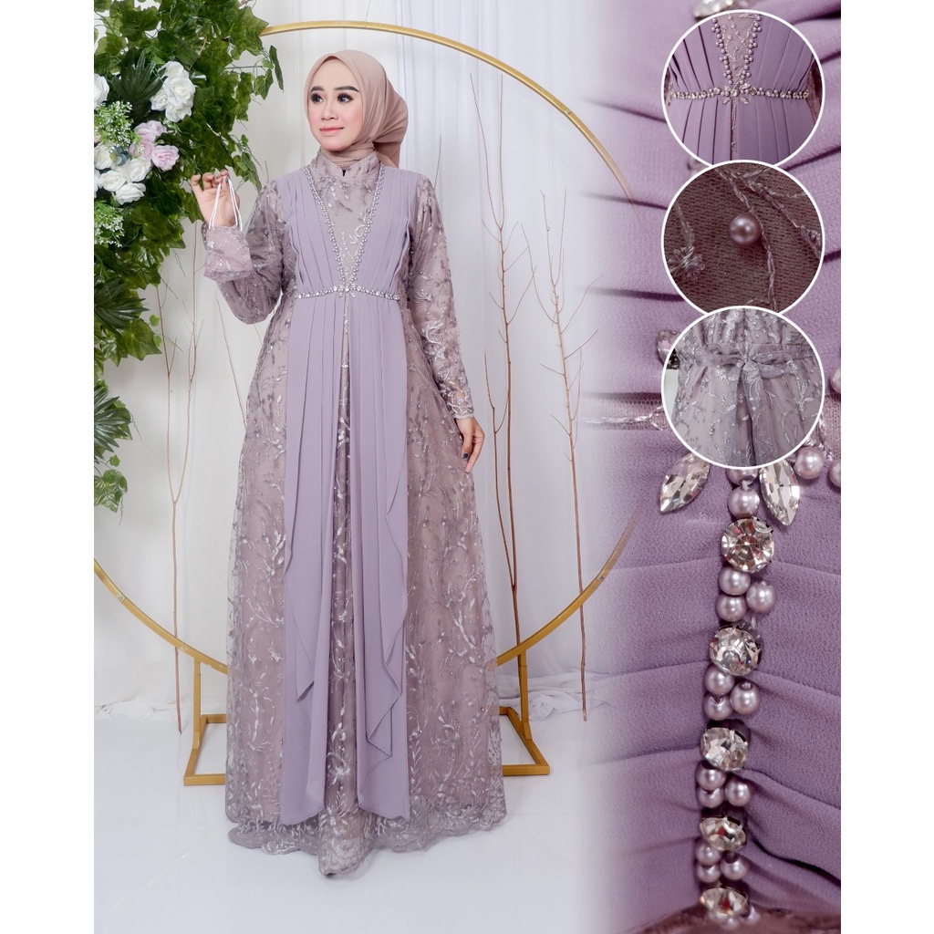 Kadai.baju / Gamis claudia / Gamis brukat tulle bordir / Gamis jumbo wanita muslimah SIZE  M L XL XXL