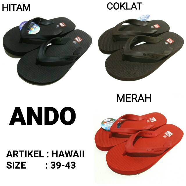 Sandal jepit pria ando hawaii murah baru sandal jepit santai karet