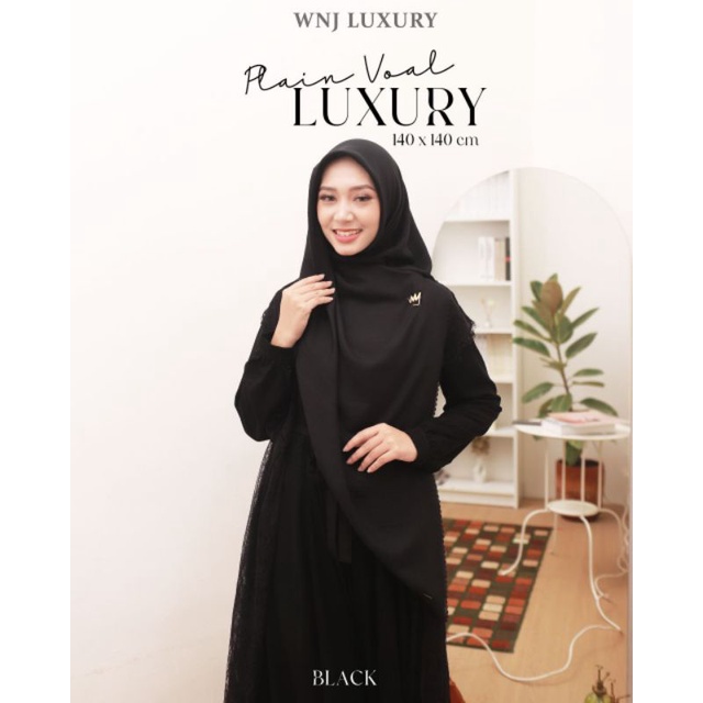 Plain Voal  Luxury WNJ ukuran 140x140 cm Hijab Kerudung Jilbab Segiempat
