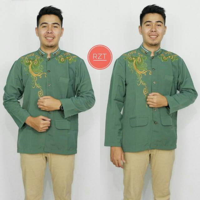Baju koko jasko bordir pria lengan panjang