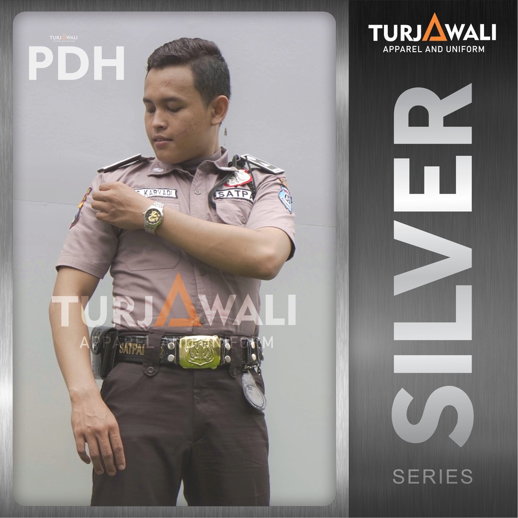 Baju Atasan PDH PDL Seragam Satpam Turjawali Asli Original Seri Silver