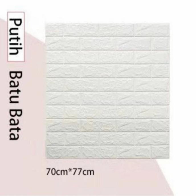 WALLPAPER Grosir Wallpaper dinding 3D Bata Putih ukuran 70x77cm tebal 5mm