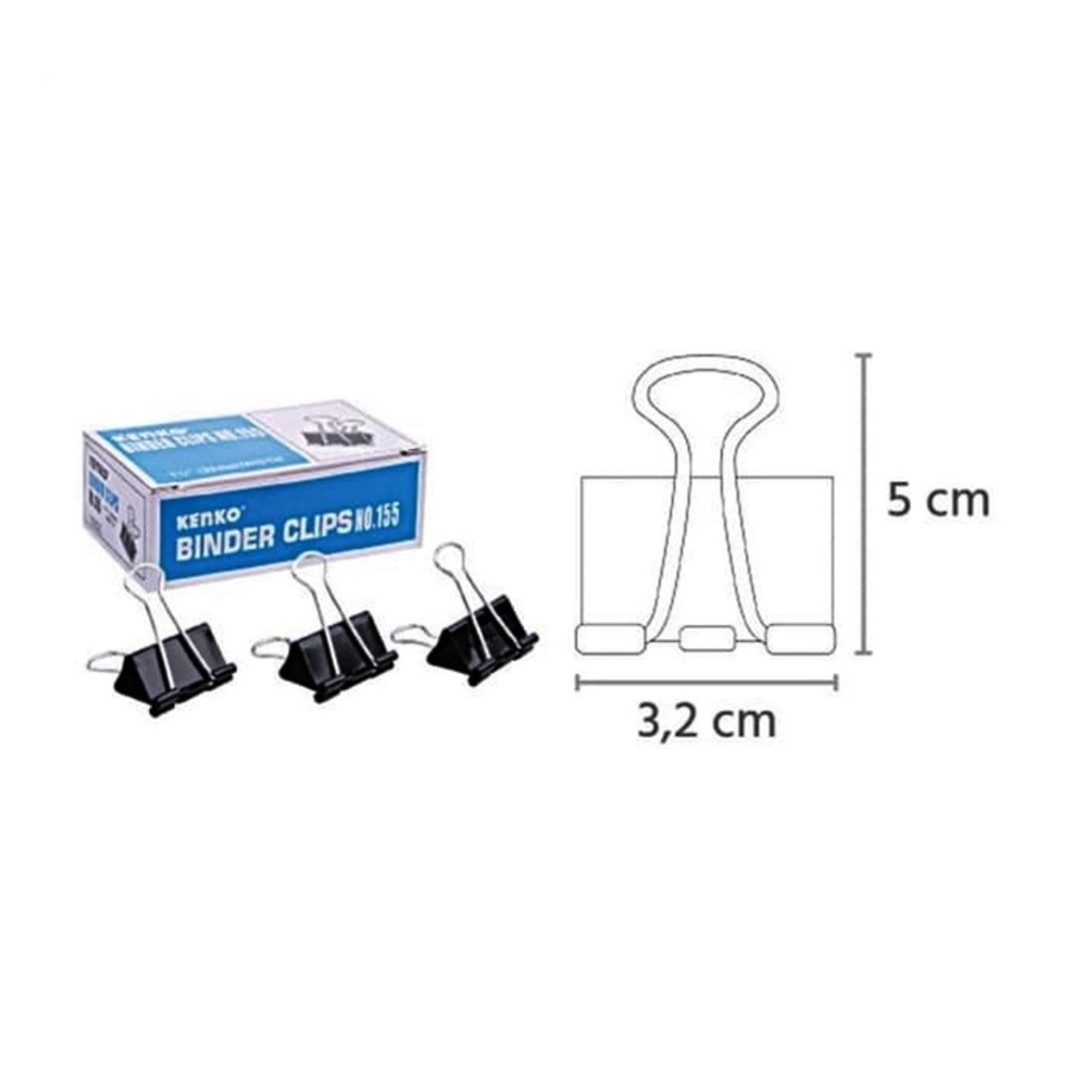 

Binder Clips No. 155 32mm Penjepit Kertas 1 Pak 12 pcs - Kenko