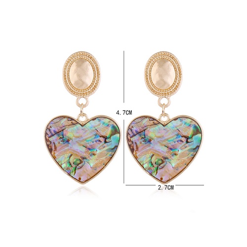 LRC Anting Tusuk Fashion Golden Shell Love Oval Alloy Stud Earrings A61242