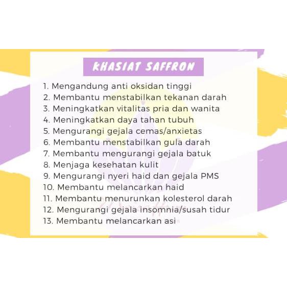 

Saffron Super Negin 1 Gr (Free My Bottle + Pinset) Bersertifikat Lab
