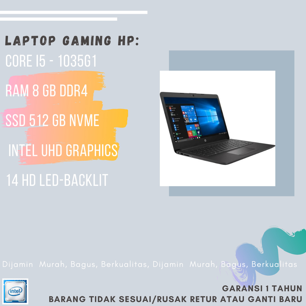 LAPTOP OFFICE HP I5 1035G1 8GB SSD 512GB E125