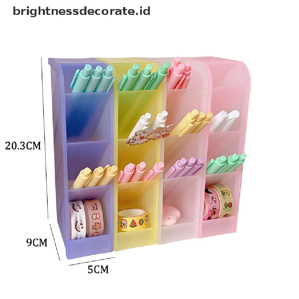 [birth] Color 4 Gird Desktop Organizer Pen Holder Desk Makeups Pencil Storage Box [ID]