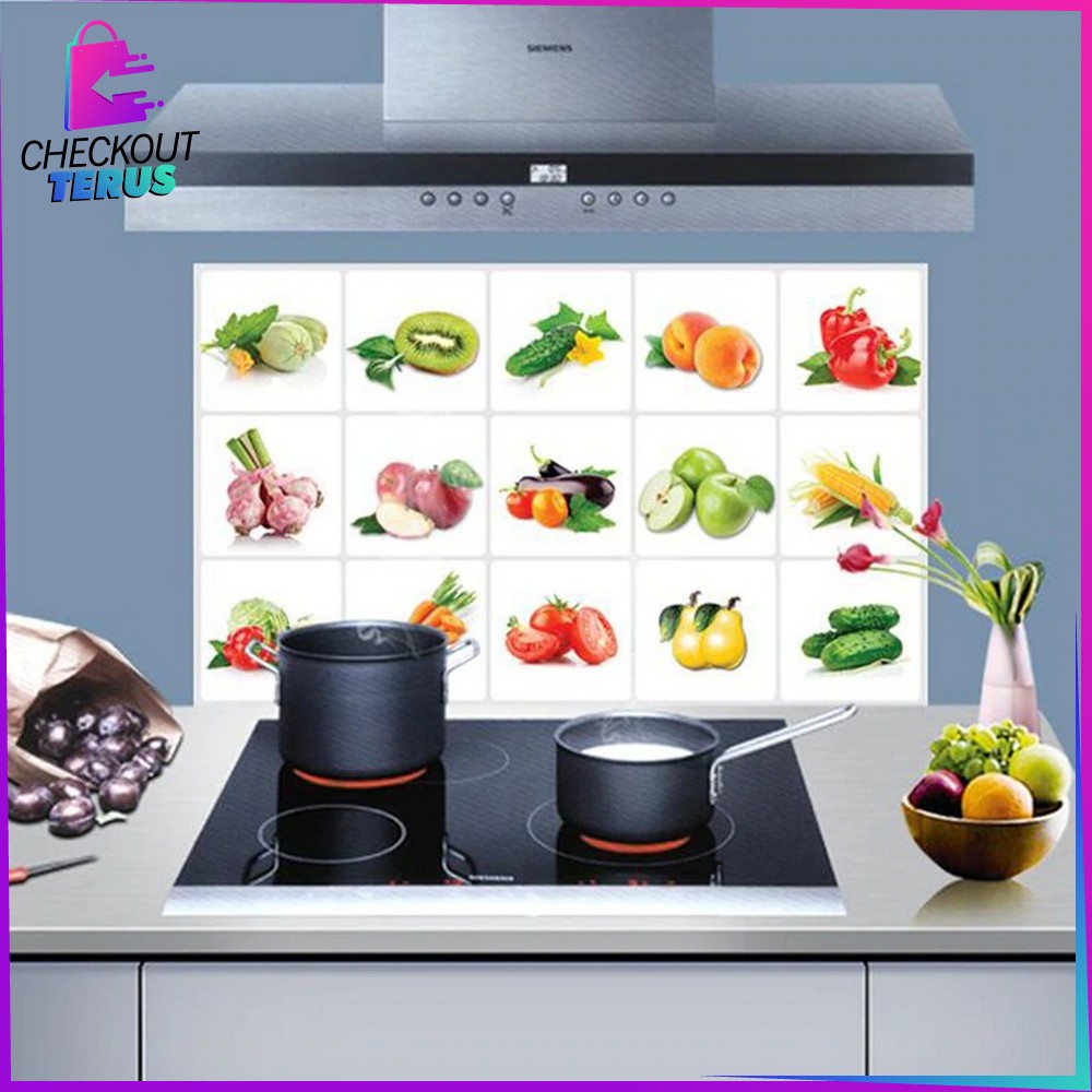 CT C118 Wall Stiker Dinding Dapur Anti Minyak Stiker Dinding Api Wallpaper Stiker Dinding Alumunium Foil Dekorasi Dapur