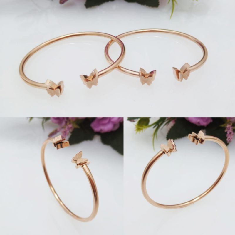 Gelang Titanium Wanita Gelang Titanium Silang Elastis Anti Karat