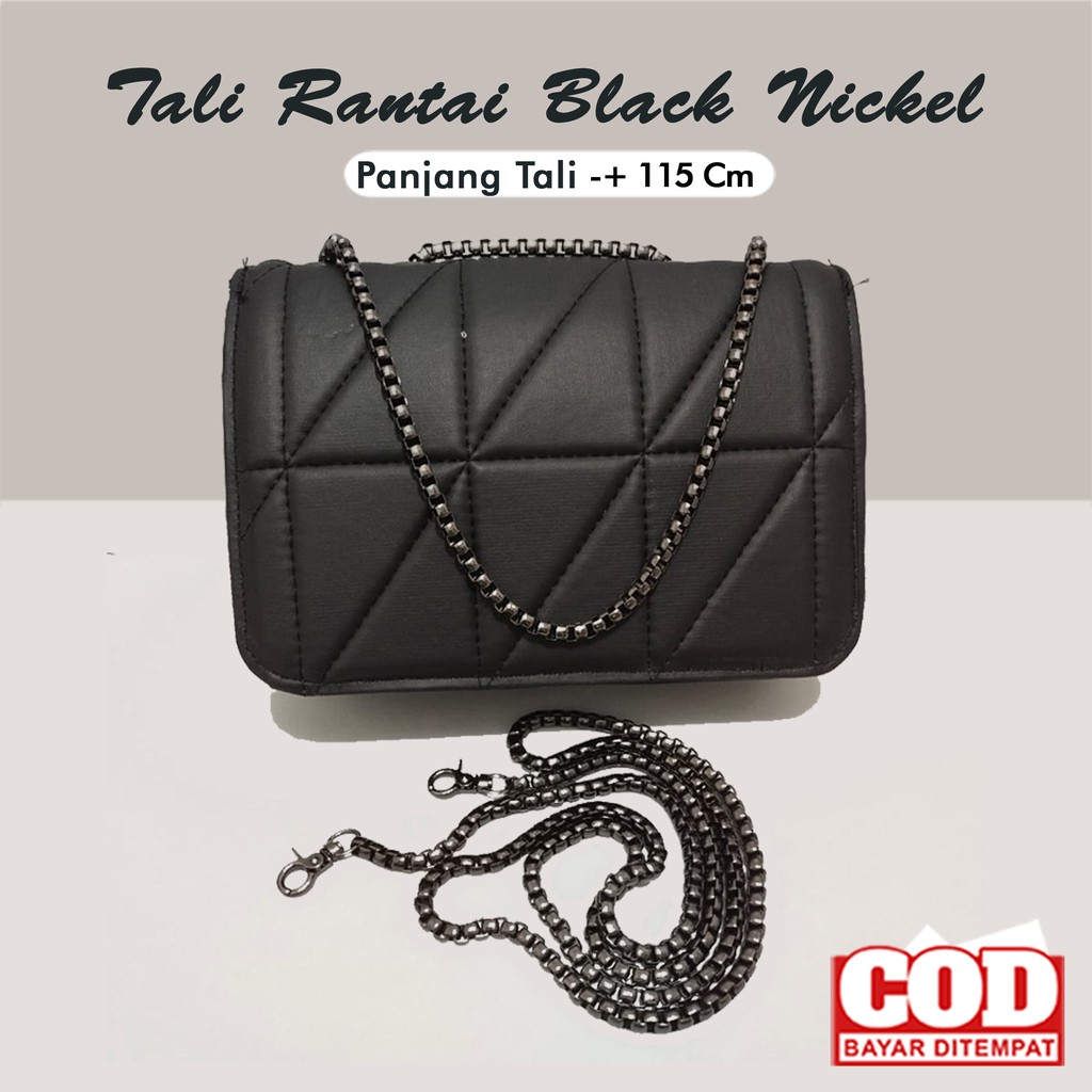 Tali Rantai gold sling bag rante panjang black nickel strap tas selempang tali tas pesta longstrap