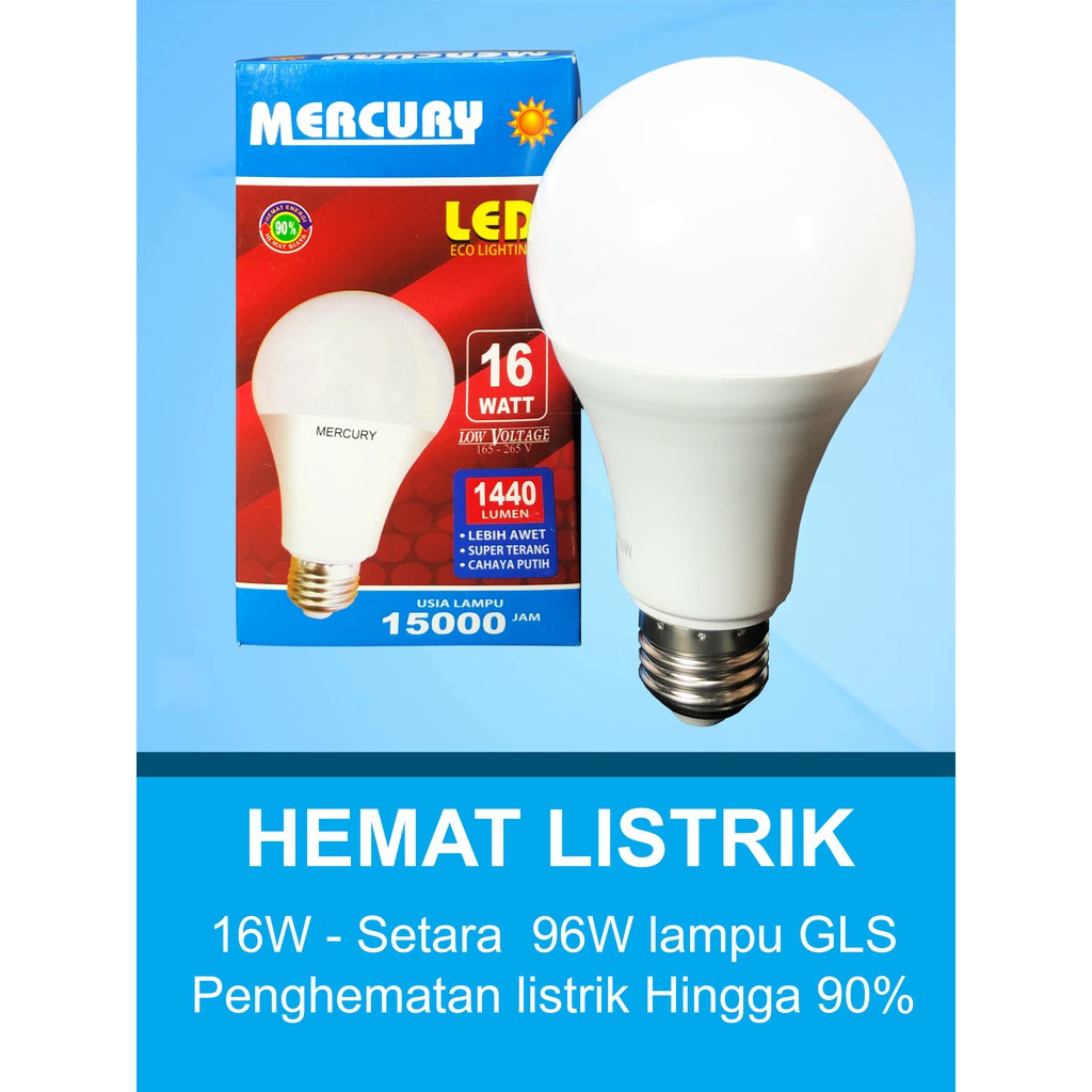 MERCURY LIGHTNING 16W Bohlam LED A Bulb Lampu LED 16 Watt 16 W GARANSI 3 THN ORIGINAL