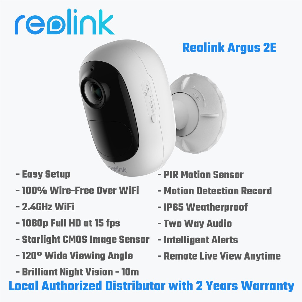 REOLINK ARGUS 2E CCTV WIREFREE RECHARGEABLE 1080P OUTDOOR