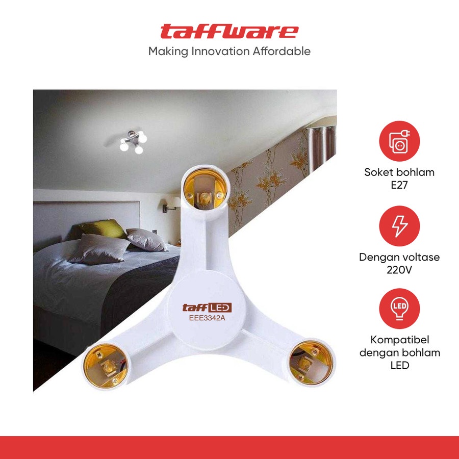 TaffLED Fitting E27 Cabang 3 Lampu Bohlam Studio - EEE3342A