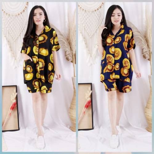 Setelan Piyama Wanita Pendek HP Satu Set Tie Dye Rosei Jumbo XXL Big Size Baju Tidur Wanita Cewek Casual Setelan Rayon One Set Cantik-4
