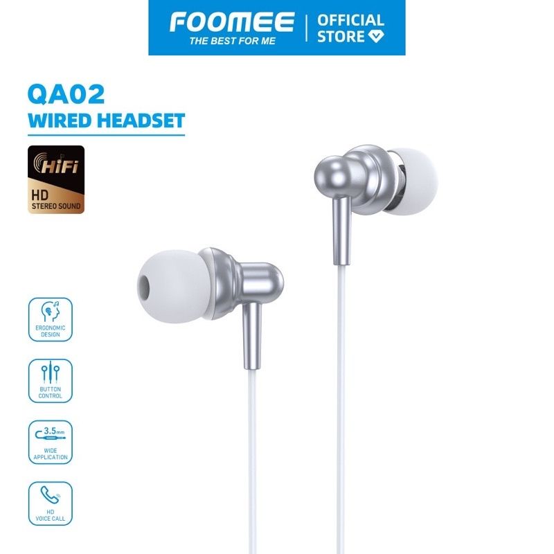 [FOOMEE-QA2]Earphone Hifi Sound Quality Headset Bass Stereo with Microphone Jack 3.5mm