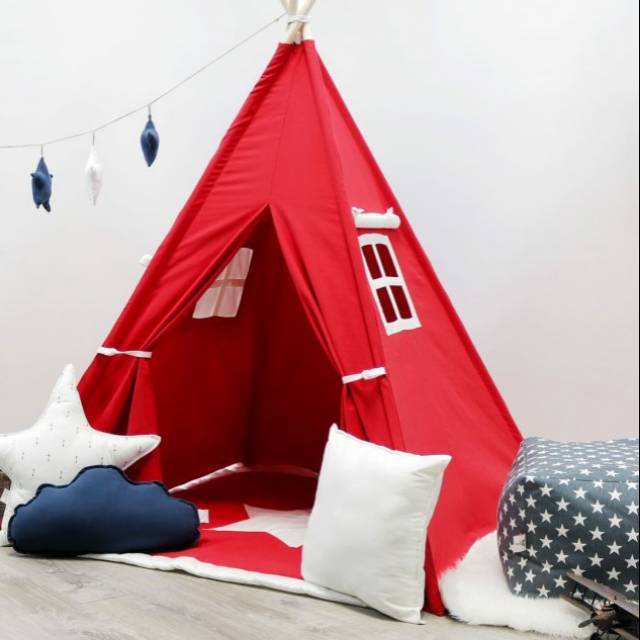 Teepee tent tenda anak redwhite