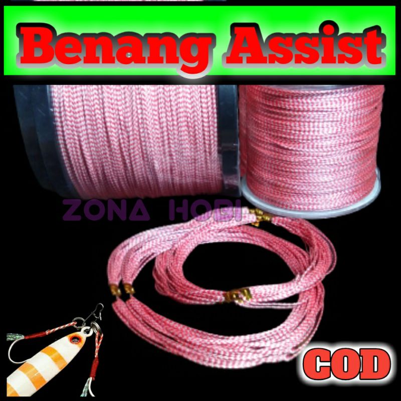 Benang Kevlar Assist Hook pancing Merah Putih Jigging Assist Line Micro Jig solid