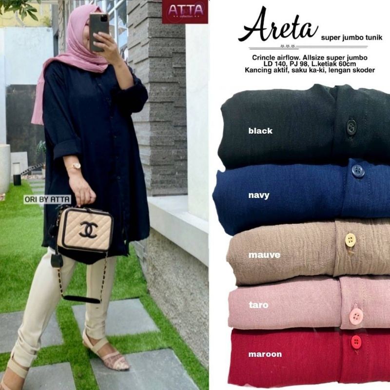 ARETA SUPER JUMBO TUNIK ORIGINAL BY ATTA (PRODUK 100% ORI BY ATTA)