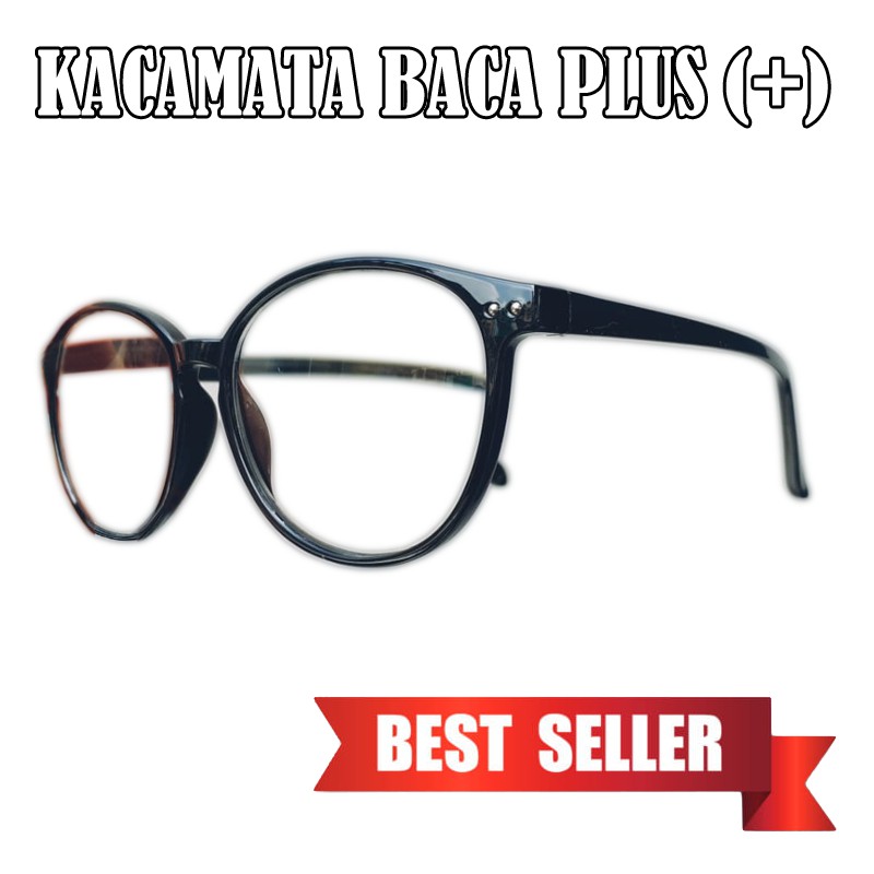 Kacamata Baca Plus (+) Wanita Pria Frame Oval Reading Glasses Kaca mata Plus Kacamata Rabun Dekat