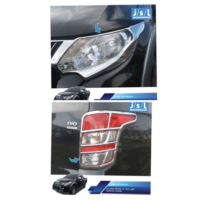 paket garnish lampu depan dan belakang all new Triton  Hitam &amp; Chrome &amp; Carbon jsl