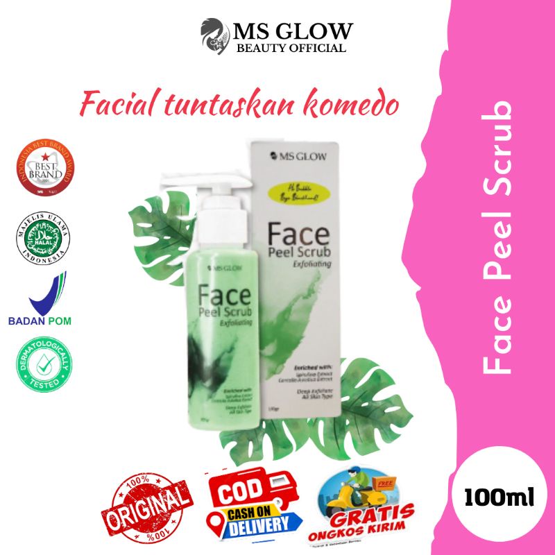MS glow Face Peel Scrub/Pembersih komedo/Penghilang Komedo Hitam/face peel scrub ms glow
