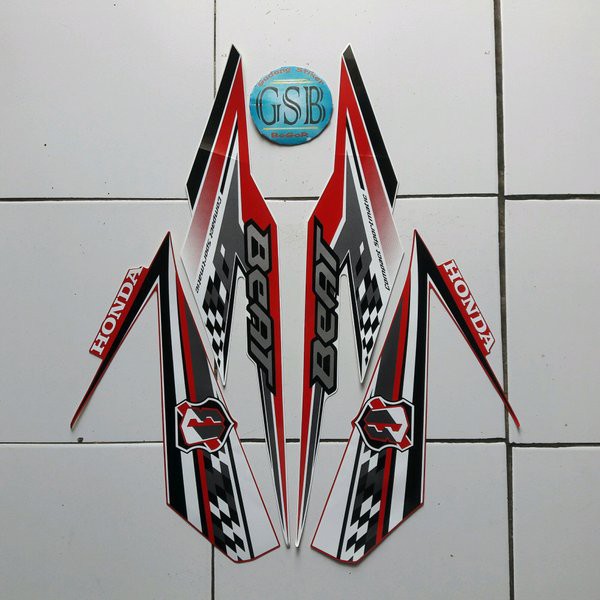 stiker striping Motor beat fi esp 2018 putih-merah