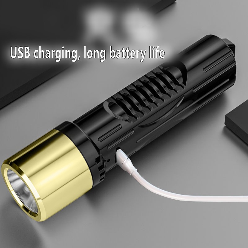 Lampu Senter LED Portable Bahan ABS Tahan Air Dengan Port Charger USB