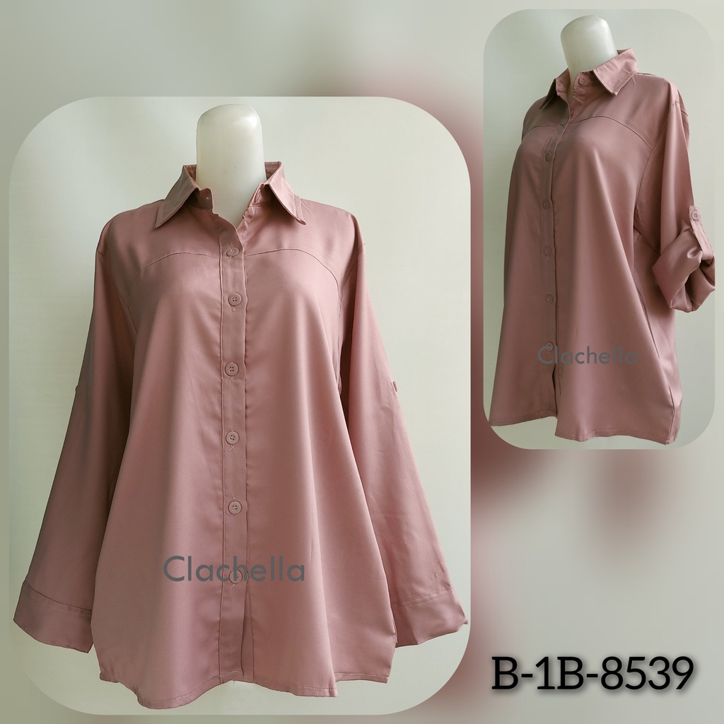 Clachella Kemeja Wanita Motif Polos, Baju Atasan Wanita B1B8539