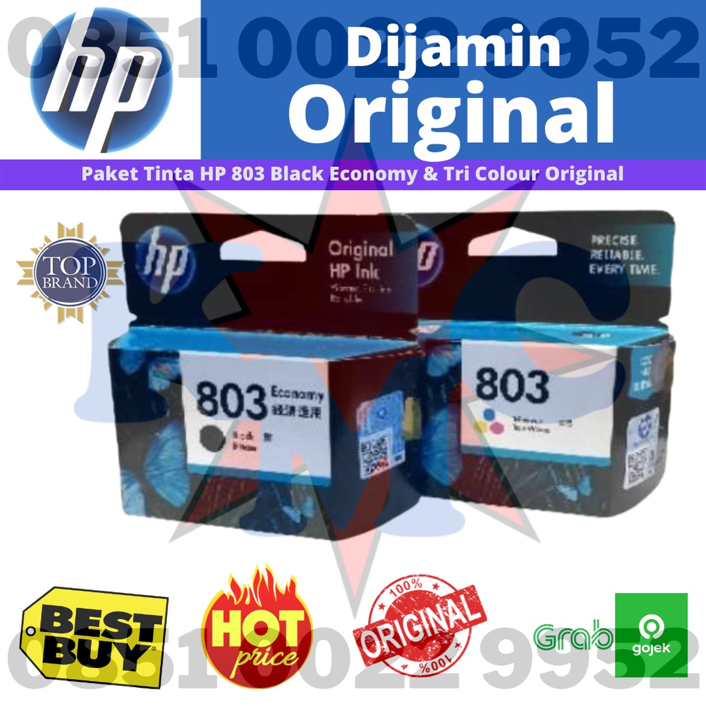 Paket Cartridge HP 803 Black + Tri Color ( Colour ) Original