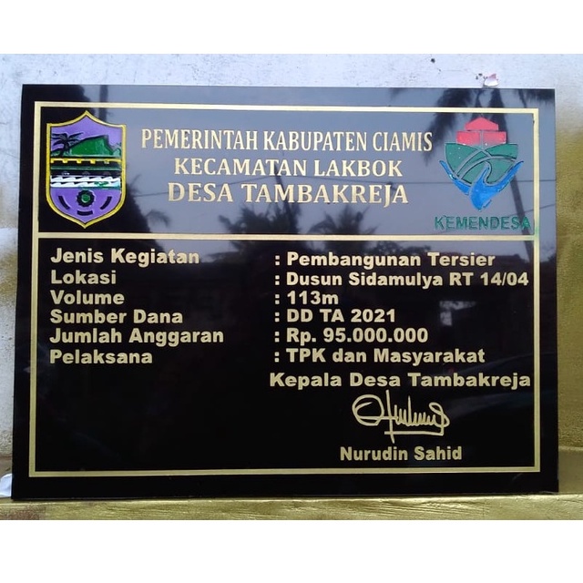 Custom 40cm Prasasti Pembangunan Peresmian Gedung Dana Desa Granit Asli