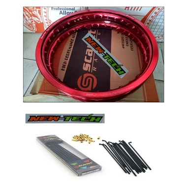velg scarlet 300-350 (merah) dan jari-jari scarlet (hitam)