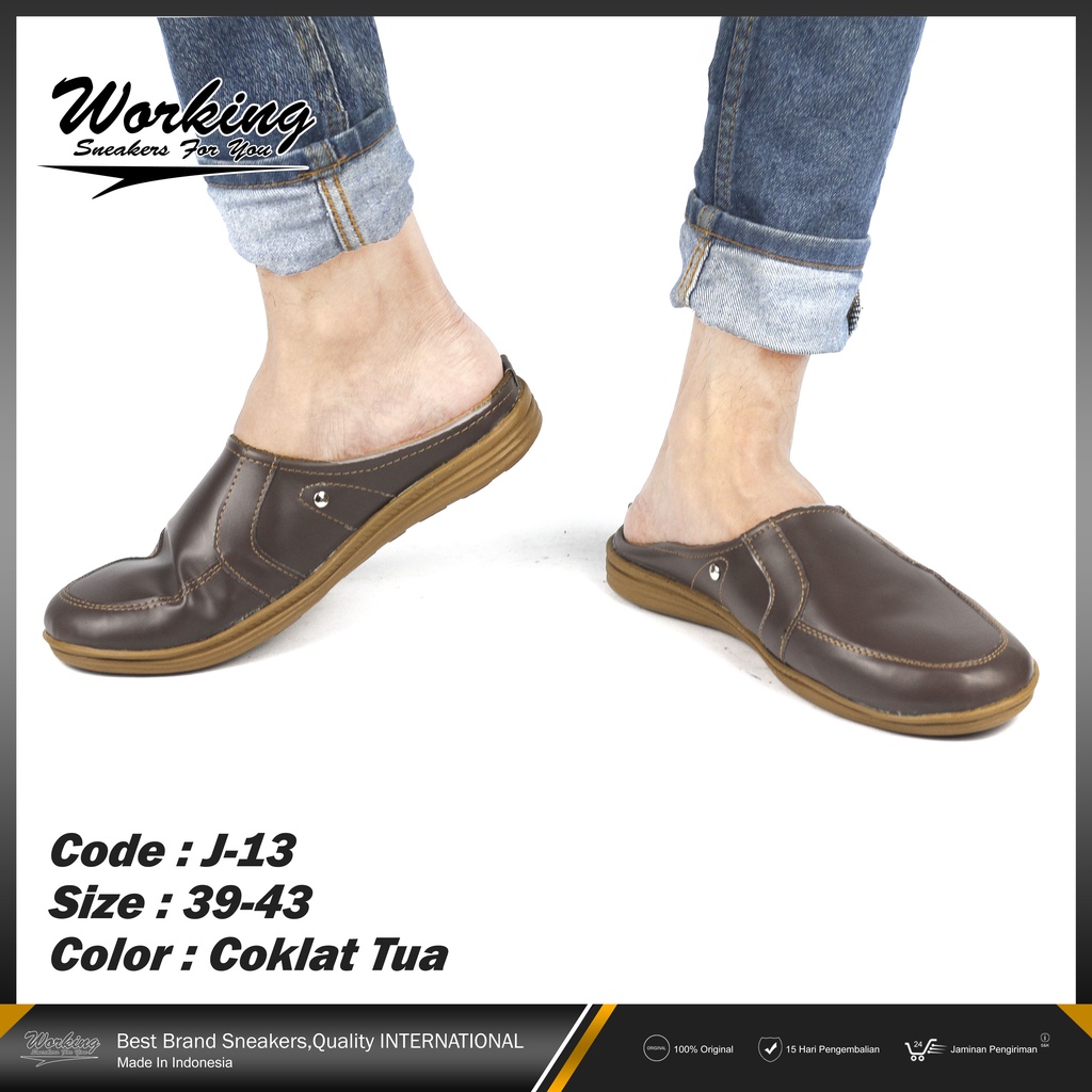 Working Sneskers For You Sepatu Slip On Pria Kulit J-13