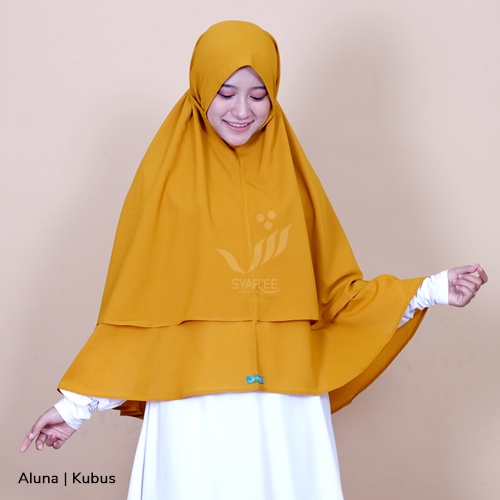 Aluna | Khimar Jilbab Bergo 2 Layer Tali Panjang Syar'i Bahan Diamond Georgorate Berkualitas Tidak Terawang