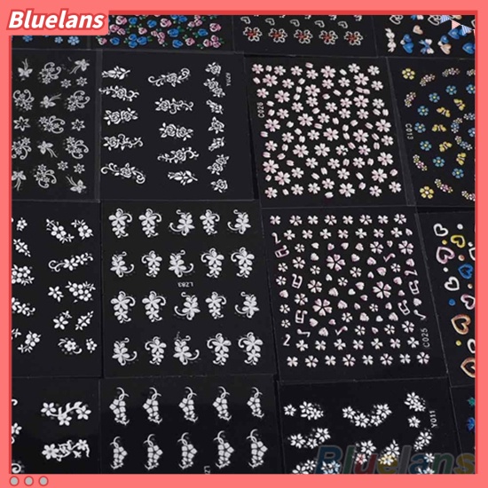 Bluelans 30 Lembar Stiker Nail Art Motif Bunga Campur Untuk Manicure DIY