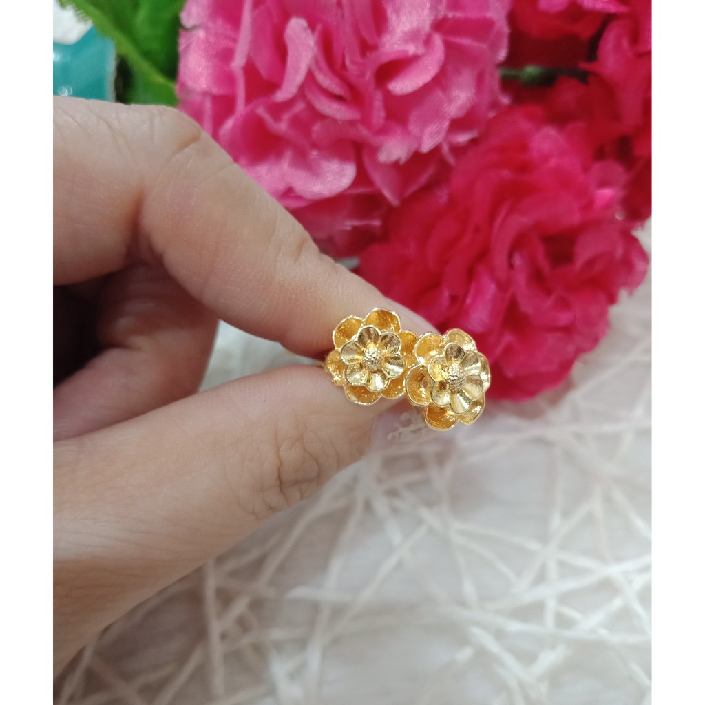 Anting tindik/anting stud bunga emas xuping 18k