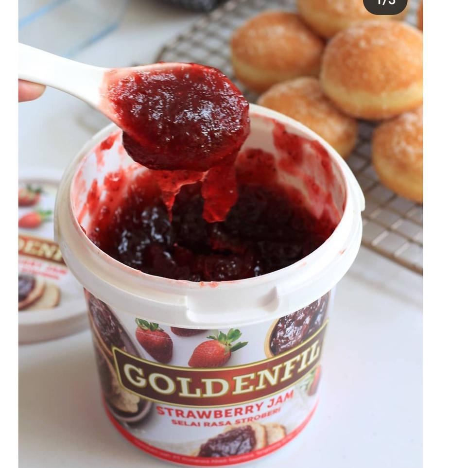 

[KODE WHIVJ] Goldenfil Strawberry Jam 1kg - Selai Buah Strawberry 50% Serat Buah